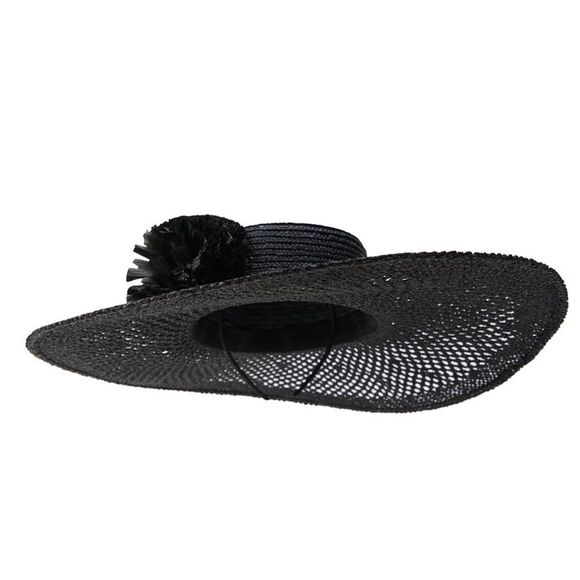 Zara Floral Raffia Picture Hat  Black Size M Plant & Cellulose  Materials main image 4